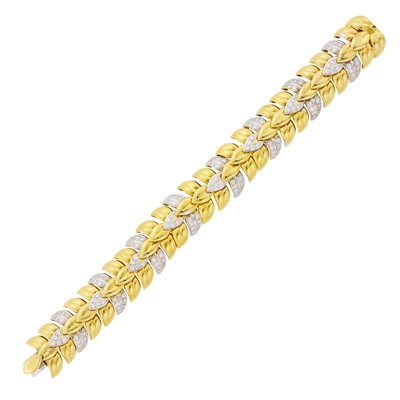 Lot 1060 - Two-Color Gold and Diamond Bracelet