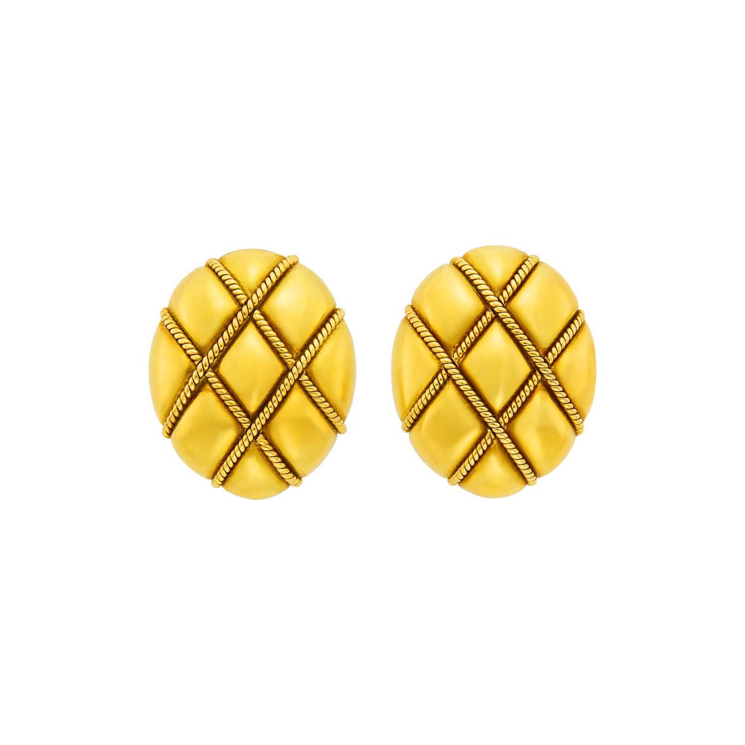 Lot 1190 - Pair of Gold Earclips