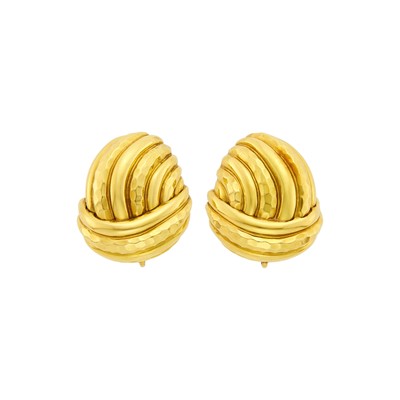 Lot 1154 - Andrew Clunn Pair of Gold Earclips
