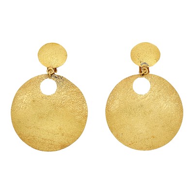 Lot 1072 - Pair of Gold Pendant-Earclips