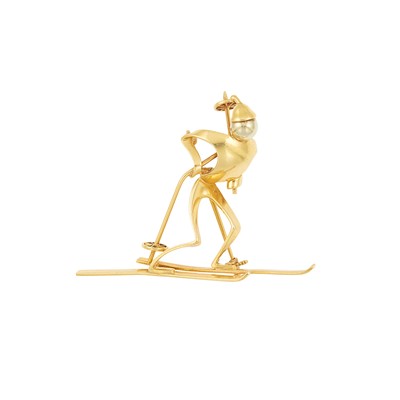 Lot 1295 - Gold Skier Brooch