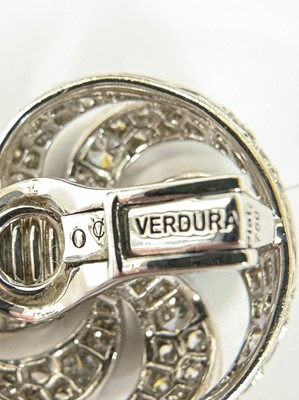 Lot 172 - Verdura Pair of Platinum and Diamond 'Nautilus' Shell Earclips