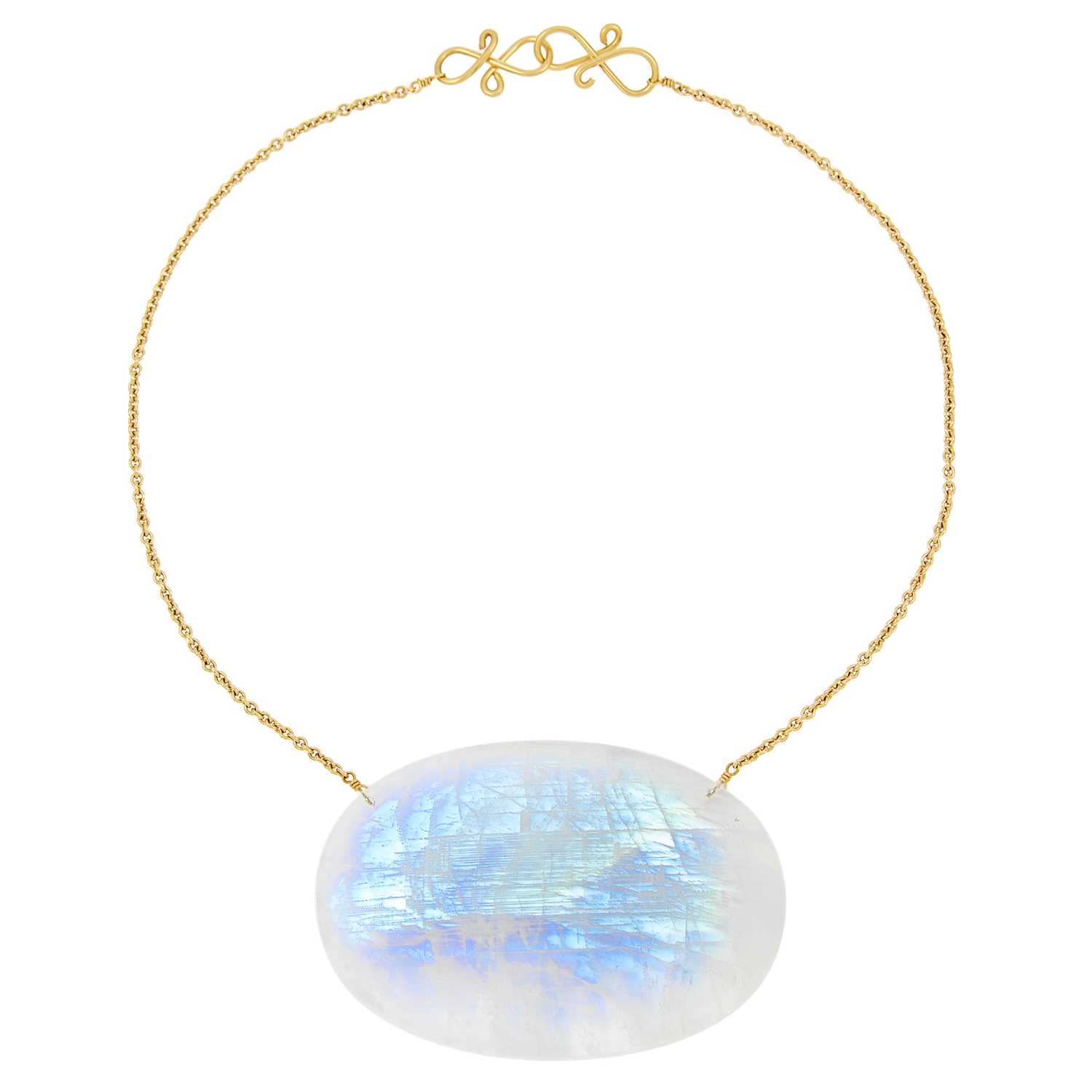 Lot 1011 - Gold and White Labradorite Pendant-Necklace