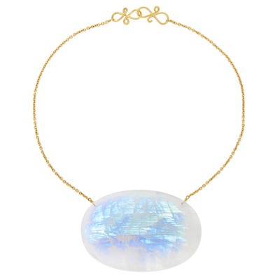 Lot 1011 - Gold and White Labradorite Pendant-Necklace