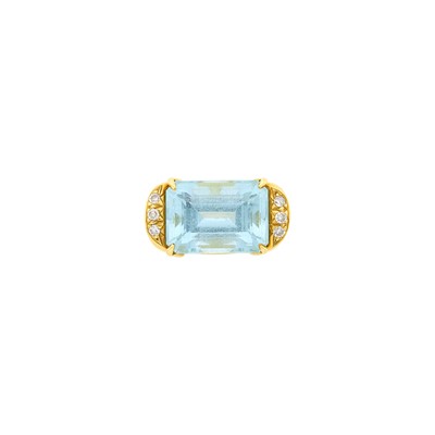 Lot 1127 - Andrew Clunn Gold, Aquamarine and Diamond Ring