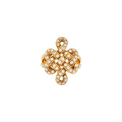 Lot 1038 - Gold and Diamond Knot Ring