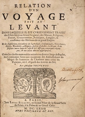 Lot 109 - Thevenot's account of his voyage to the Levant