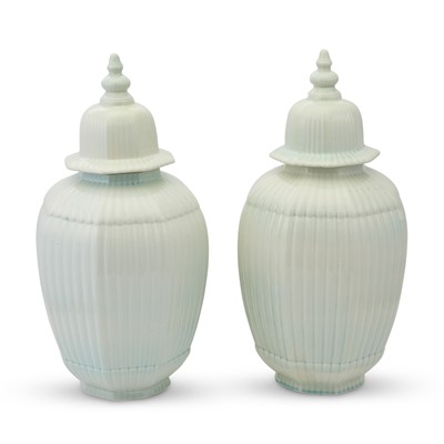 Lot 236 - Pair of Glazed Porcelain Covered Jars
