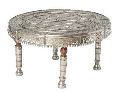 Lot 372 - Moorish Style Metal Clad Wood Low Table