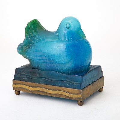 Lot 252 - A. Walter Art Deco Pâte-de-Verre "Canard" (Duck) Night Light