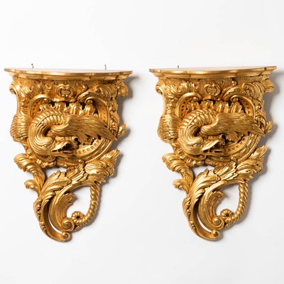 Lot 305 - Pair of French Rococo Style Giltwood Wall Brackets