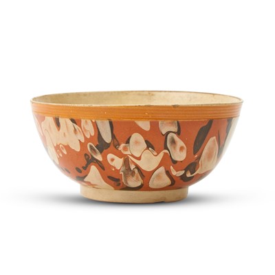 Lot 1080 - Slip-marbled Hemispherical Creamware Footed Bowl