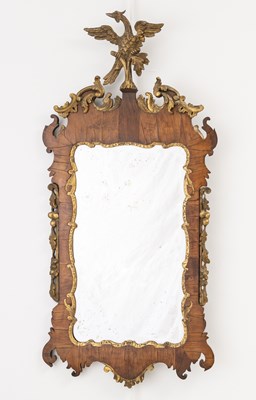 Lot 1061 - George III Mahogany and Parcel-gilt Scroll-frame Mirror