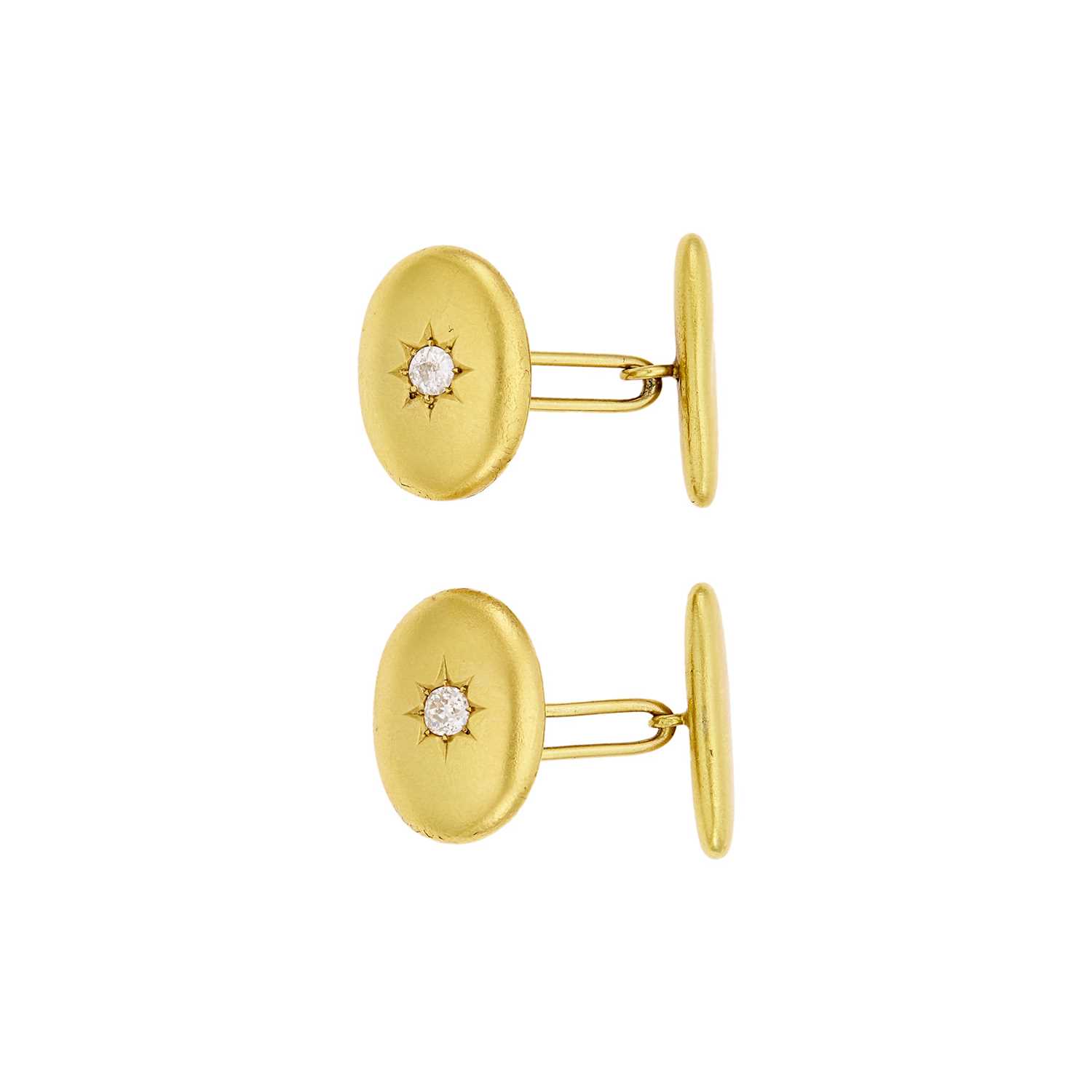 Lot 1154 - Pair of Antique Gold and Diamond Cufflinks