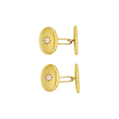 Lot 1154 - Pair of Antique Gold and Diamond Cufflinks