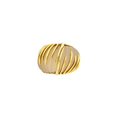 Lot 1001 - Gold and Carved Frosted Rock Crystal Bombé Ring