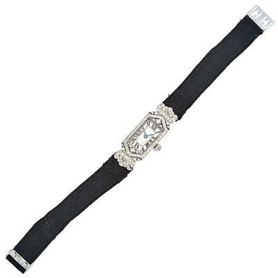 Lot 1167 - Platinum and Diamond Wristwatch
