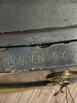 Lot 805 - Pair of Maison Jansen Marble Top Ebonized Wood Side Tables