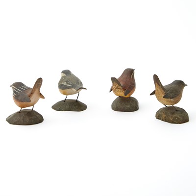 Lot 1085 - Four Carved and Painted Miniature Bird Figures