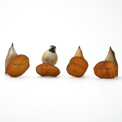 Lot 1085 - Four Carved and Painted Miniature Bird Figures