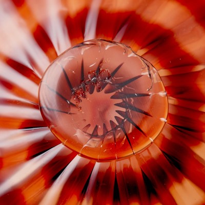 Lot 849 - Dale Chihuly  Blown Glass Two-Piece Carmine Red Persian Set With Black Lip Wrap