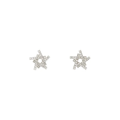 Lot 1246 - Tiffany & Co., Frank Gehry Pair of White Gold and Diamond 'Axis' Earrings