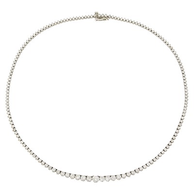 Lot 1244 - White Gold and Diamond Necklace