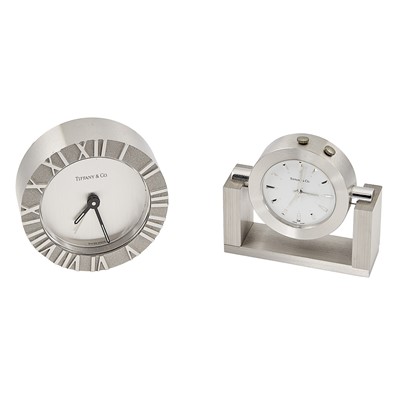 Lot 1324 - Tiffany & Co. Two Steel Desk Clocks