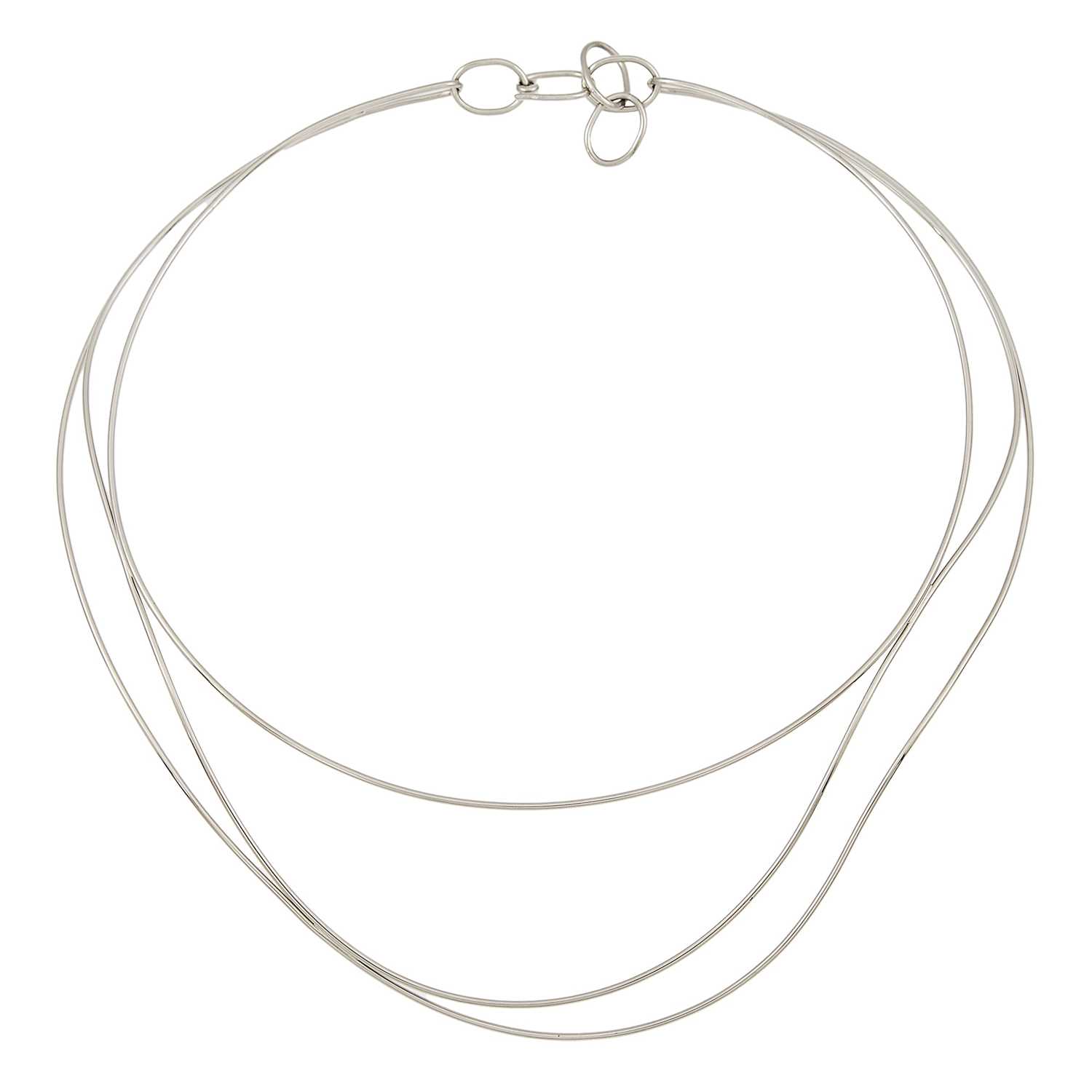 Lot 1185 - Tiffany & Co., Elsa Peretti Three Row White Gold Torque Necklace