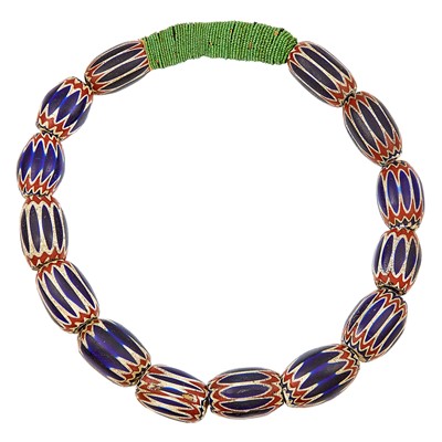 Lot 1328 - Ethnographic Venetian Glass Chevron Bead Torque Display Necklace