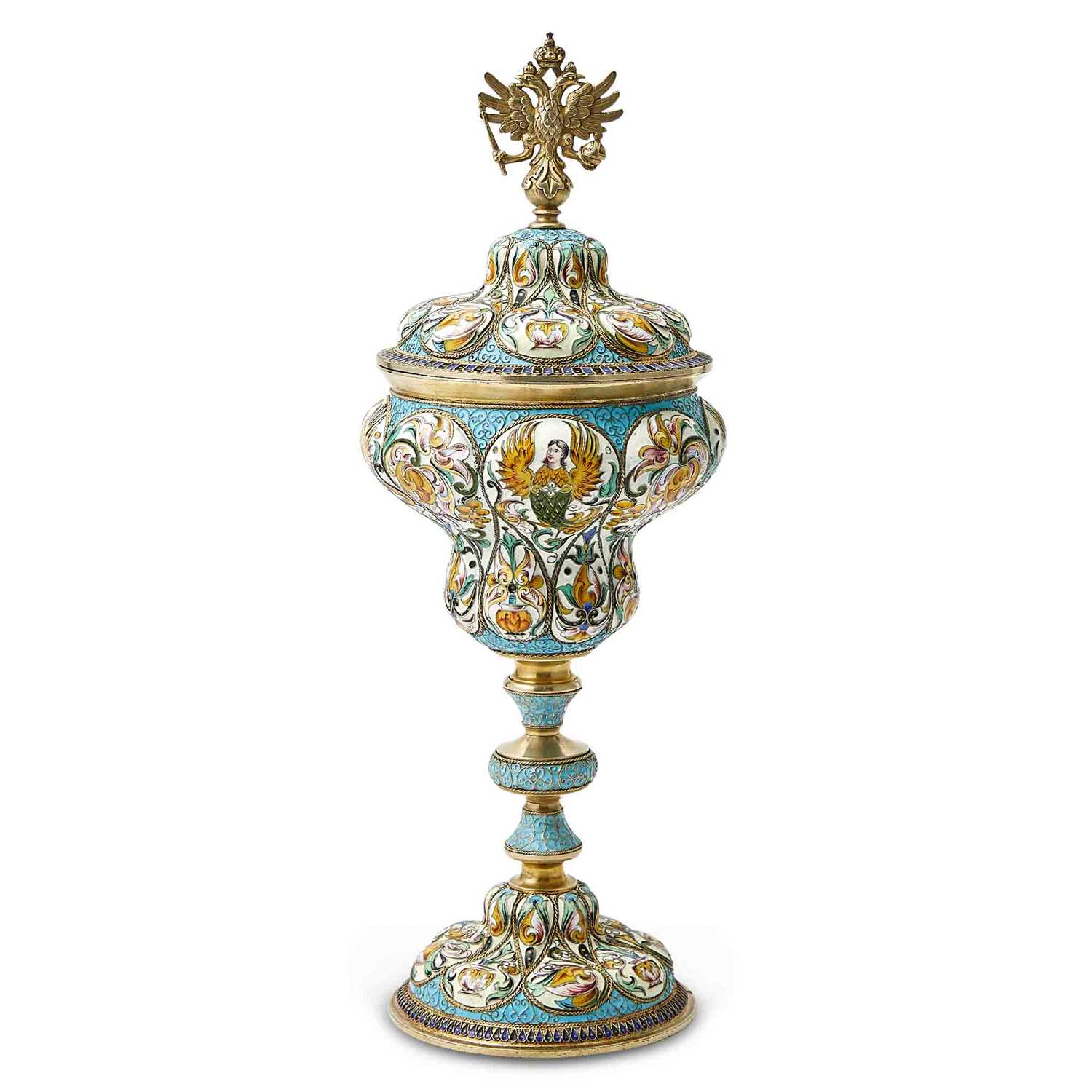 Lot 612 - Russian Silver-Gilt and Cloisonné Enamel Cup and Cover