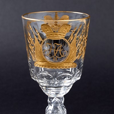Lot 684 - Pair of Russian Glass Goblets from the Service for the Romanov Tercentenary