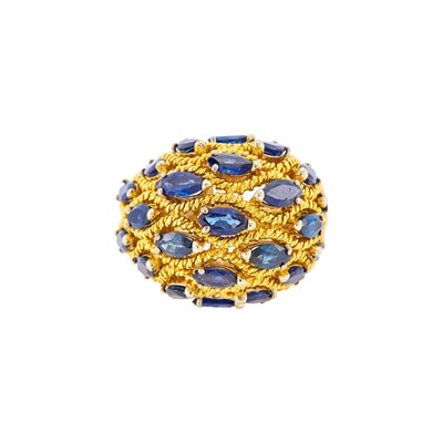 Lot 1204 - Gold and Sapphire Dome Ring