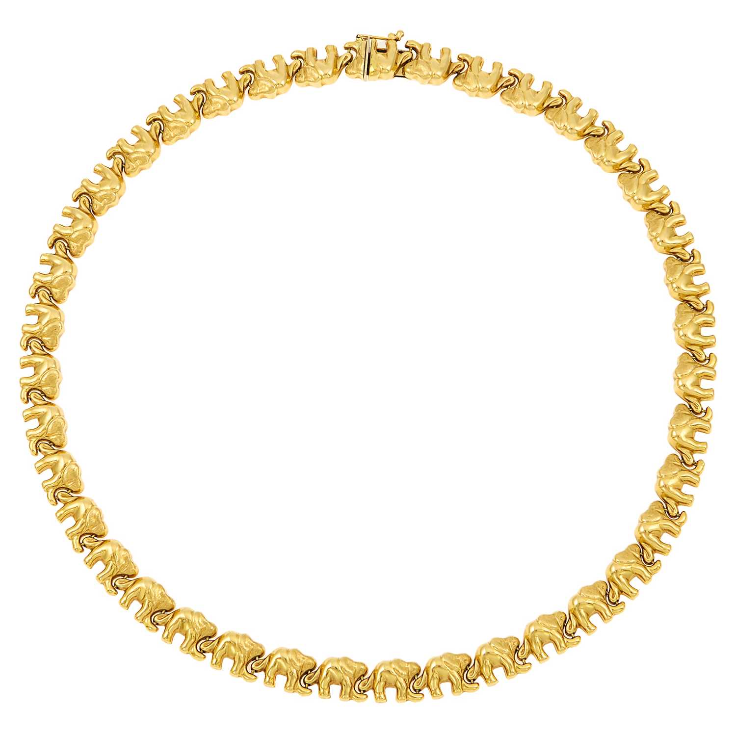 Lot 1029 - Gold Elephant Link Necklace