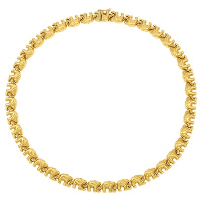 Lot 1029 - Gold Elephant Link Necklace