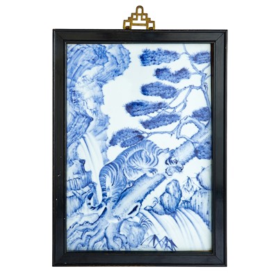 Lot 213 - A Chinese Porcelain Blue and White Porcelain Plaque