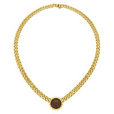 Lot 14 - Bulgari Gold and Ancient Coin Curb Link Chain Necklace