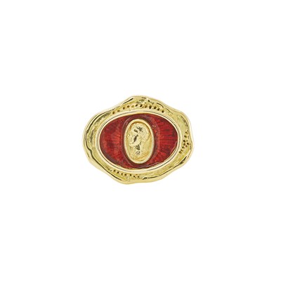 Lot 2284 - Gold and Red Enamel Ring