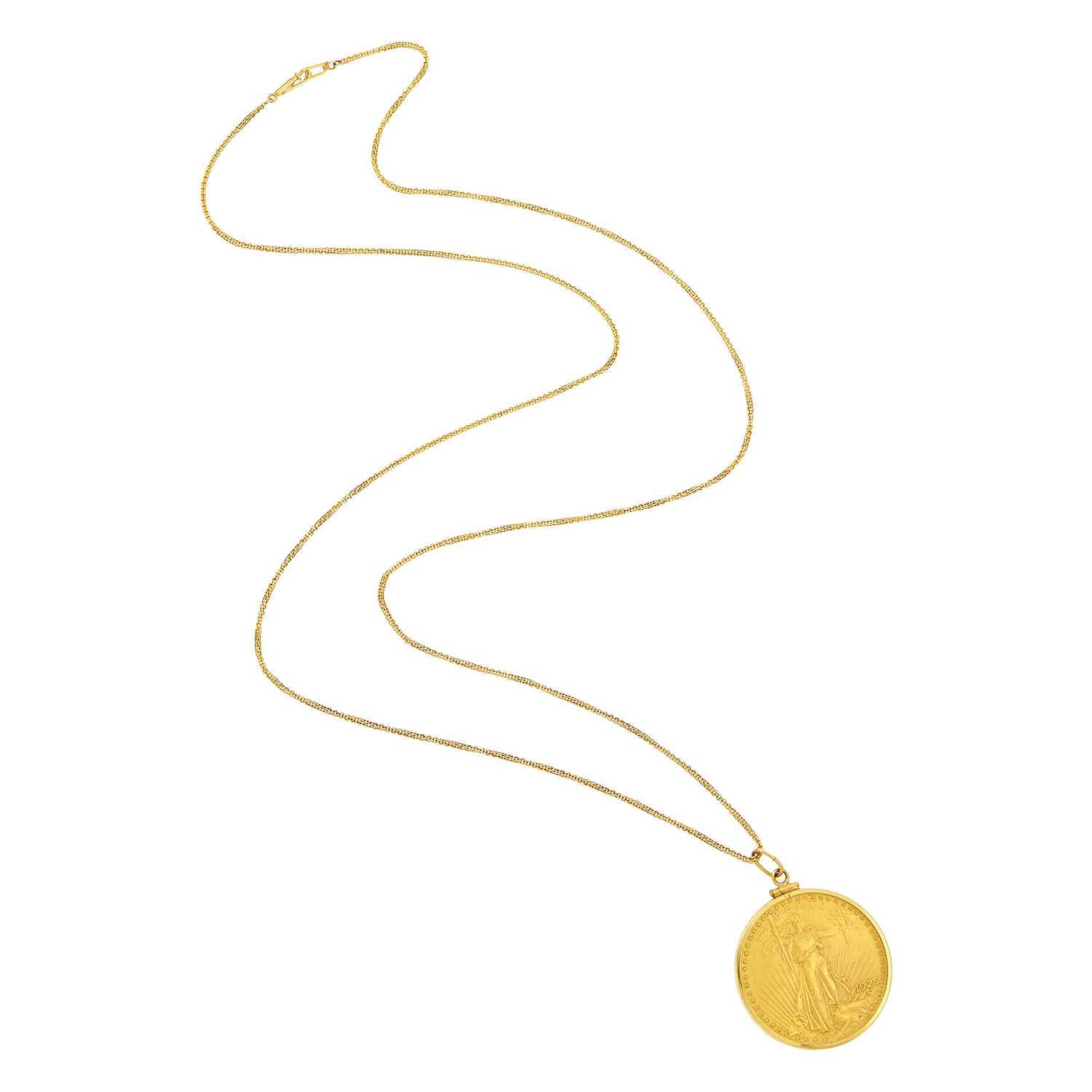 Lot 1107 - Gold United States Coin Pendant with Long Chain Necklace