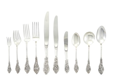 Lot 191 - Reed and Barton Sterling Silver "Florentine Lace" Pattern Flatware Service