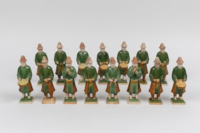 Lot 1118 - Group of Fifteen Sancai-glazed Musician and Attendant Figures