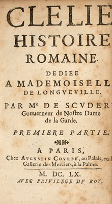 Lot 25 - Madame de Scudery's roman-a-clef Clelie, with the famous "Carte de Tendre"