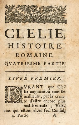 Lot 25 - Madame de Scudery's roman-a-clef Clelie, with the famous "Carte de Tendre"