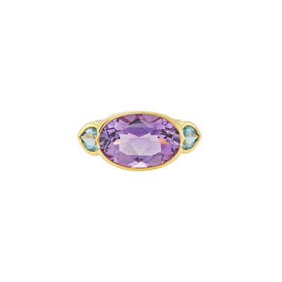 Lot 2007 - Gold, Amethyst and Blue Topaz Ring