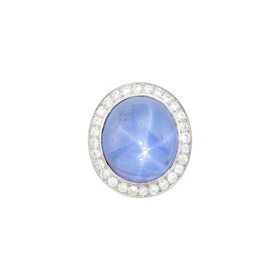 Lot 151 - Platinum, Star Sapphire and Diamond Pendant