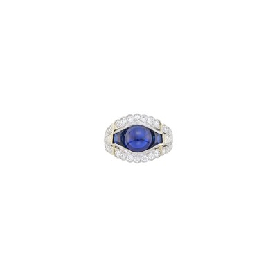 Lot 95 - Platinum, Cabochon Sapphire, Sapphire and Diamond Ring