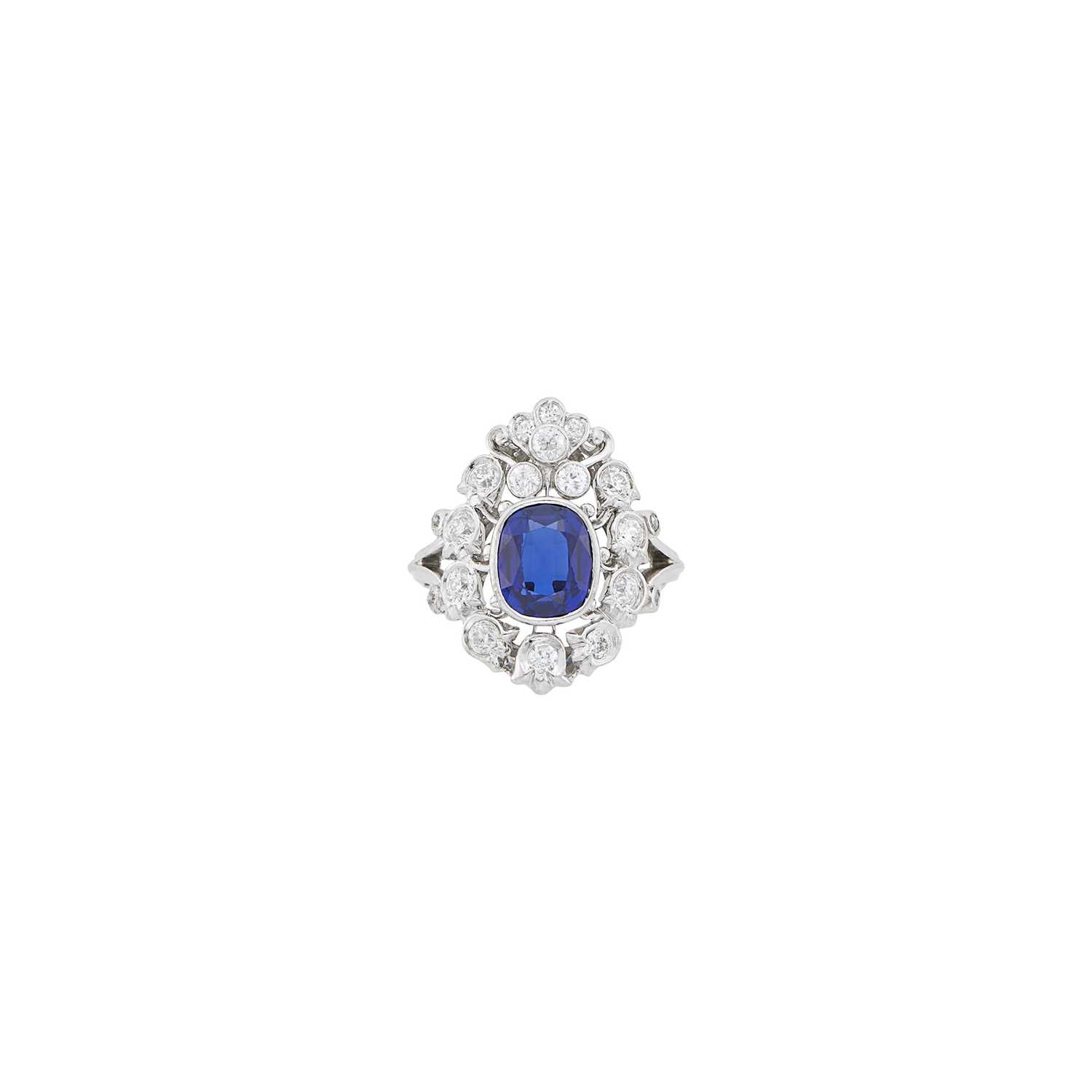 Lot 2184 - Platinum, Sapphire and Diamond Ring