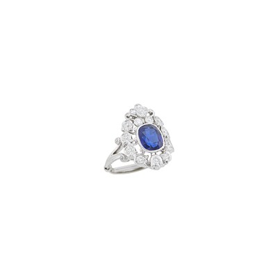 Lot 2184 - Platinum, Sapphire and Diamond Ring