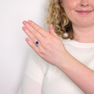 Lot 1166 - Platinum, Sapphire and Diamond Ring