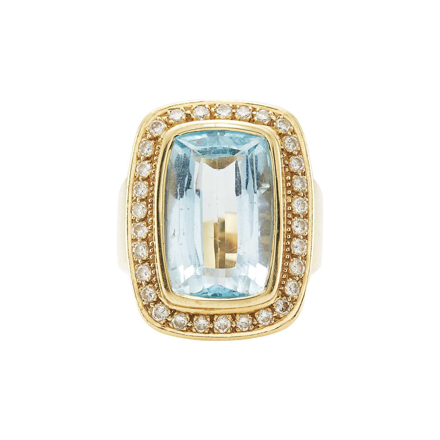 Lot 2023 - Gold, Blue Topaz and Diamond Ring